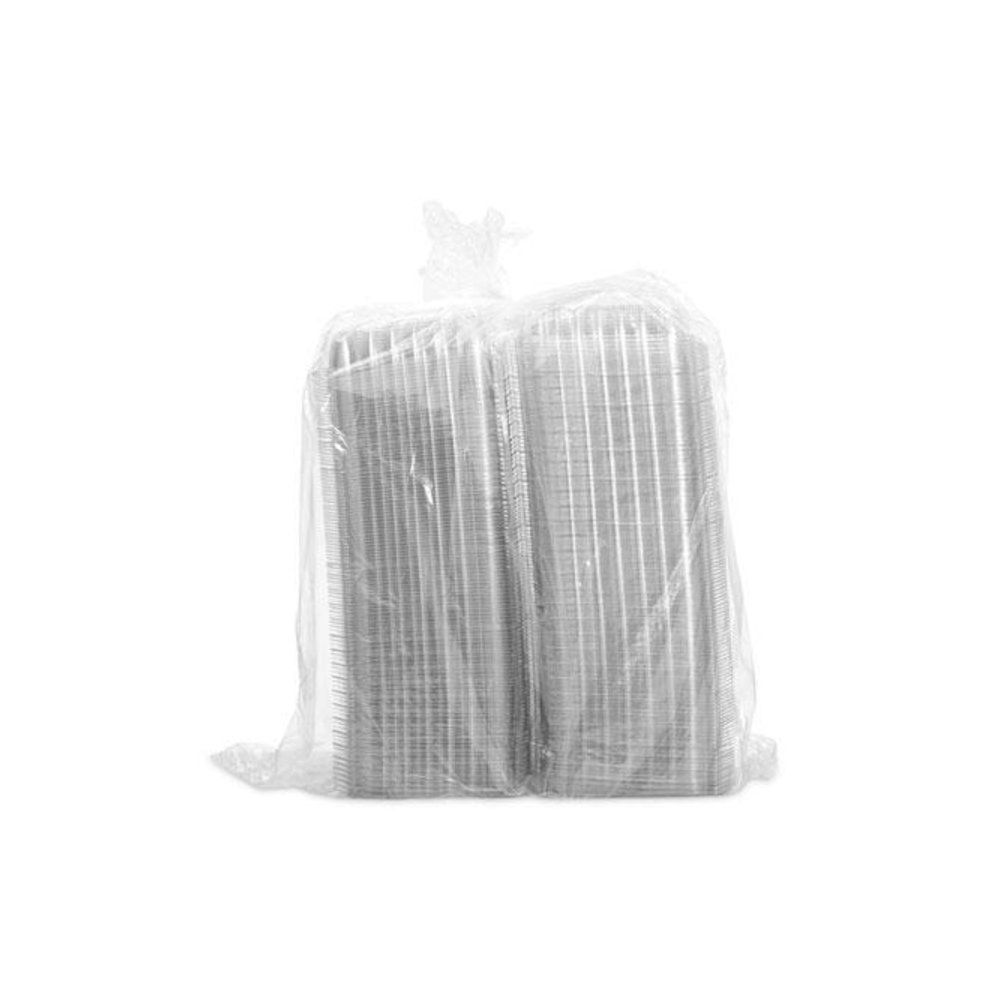 ClearSeal Hinged-Lid Plastic Containers, 8.31 x 8.31 x 2, Clear, Plastic, 125/Bag, 2 Bags/Carton. Picture 3