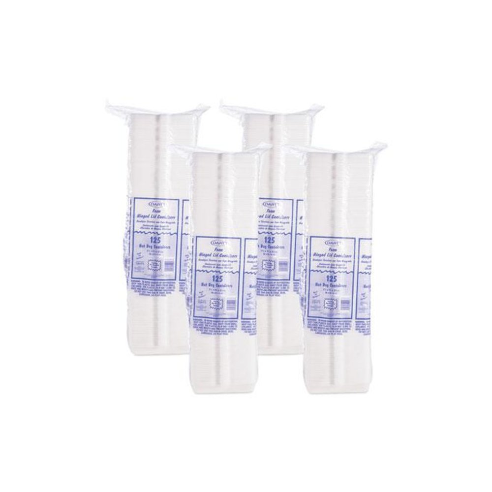 Foam Hinged Lid Container, Hot Dog Container, 3.8 x 7.1 x 2.3, White, 125/Bag, 4 Bags/Carton. Picture 4