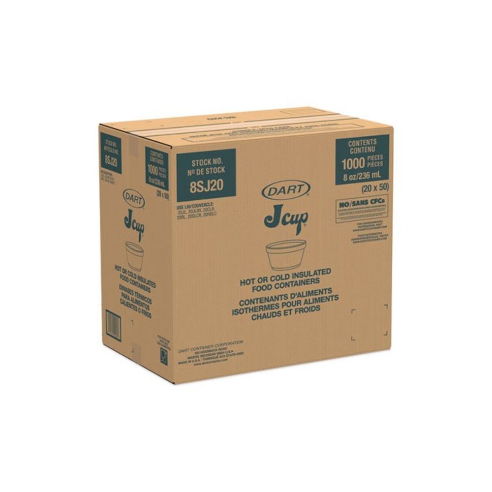 Foam Container, Extra Squat, 8 oz, White, 1,000/Carton. Picture 3