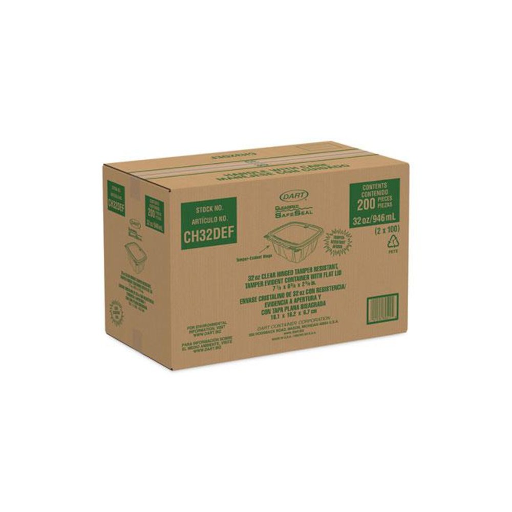 ClearPac SafeSeal rPET Tamper-Resistant Container, ProPlanet Seal, Flat Lid, 32 oz, Clear, 100/Bag, 2 Bags/Carton. Picture 4