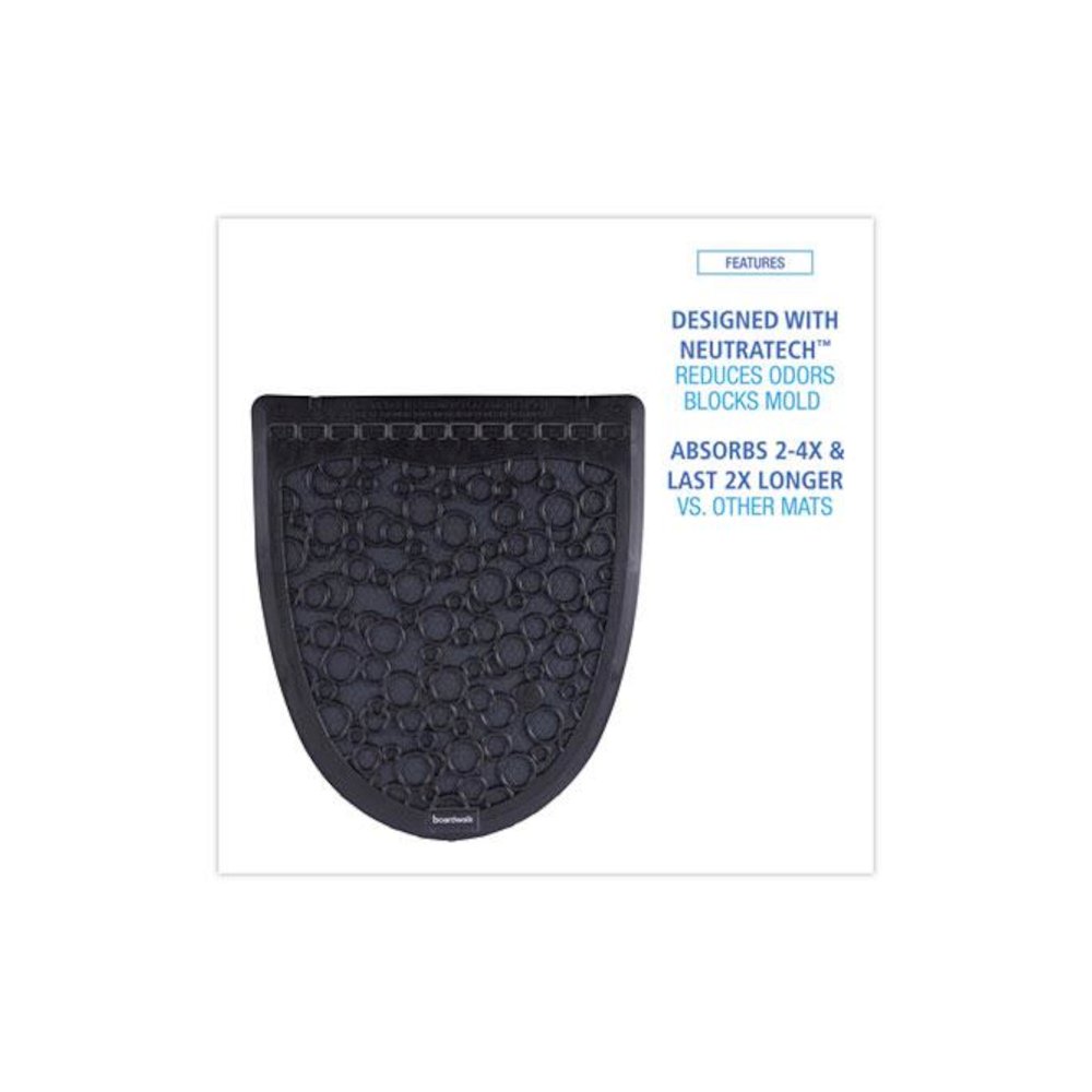 Disposable Urinal Floor Mat 2.0, Shield-Shaped, Black/Gray Slip-Resistant Surface, 17.5" x 20", 6/Carton. Picture 4