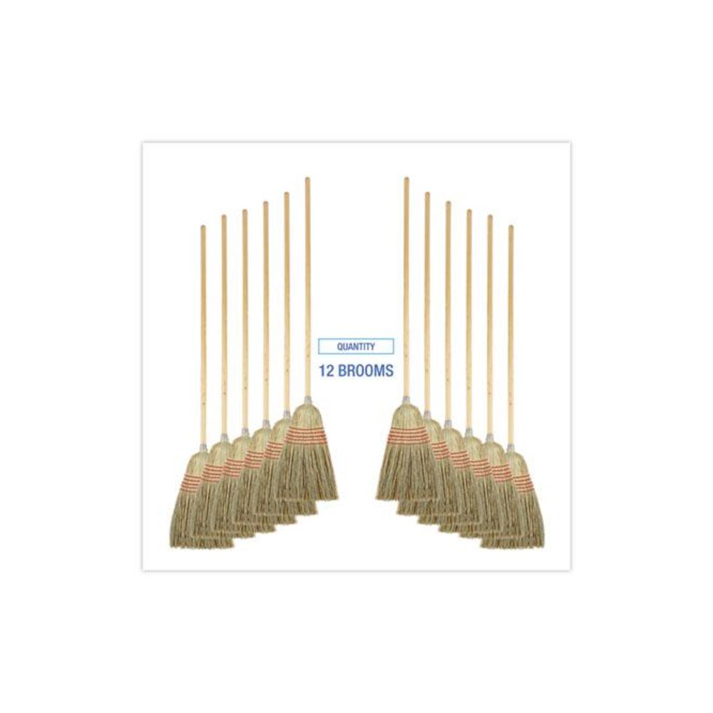 Parlor Broom, Yucca/Corn Fiber Bristles, 56" Overall Length, Natural, 12/Carton. Picture 6