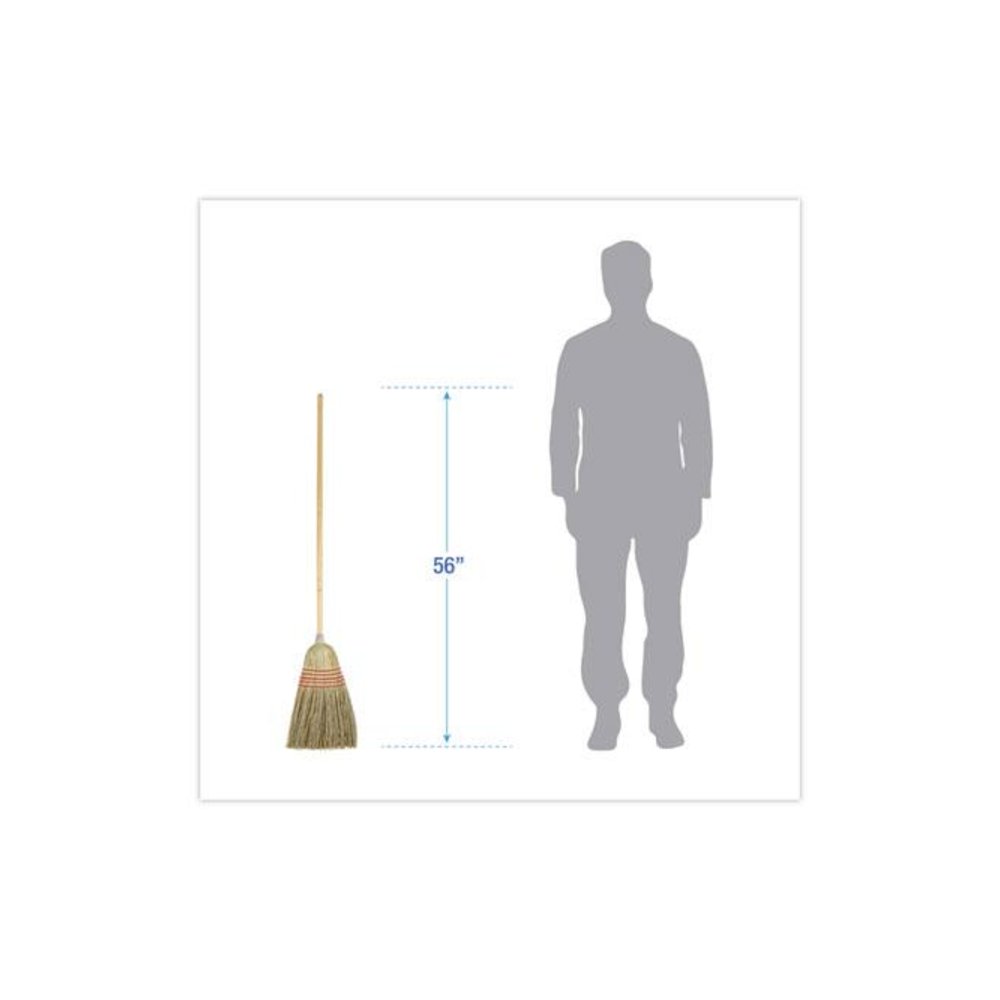 Parlor Broom, Yucca/Corn Fiber Bristles, 56" Overall Length, Natural, 12/Carton. Picture 2