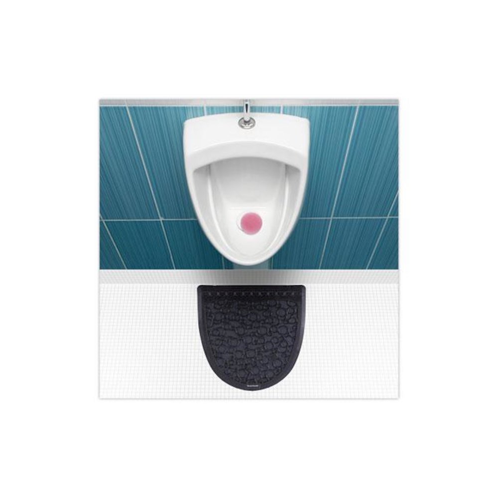 Disposable Urinal Floor Mat 2.0, Shield-Shaped, Black/Gray Slip-Resistant Surface, 17.5" x 20", 6/Carton. Picture 5