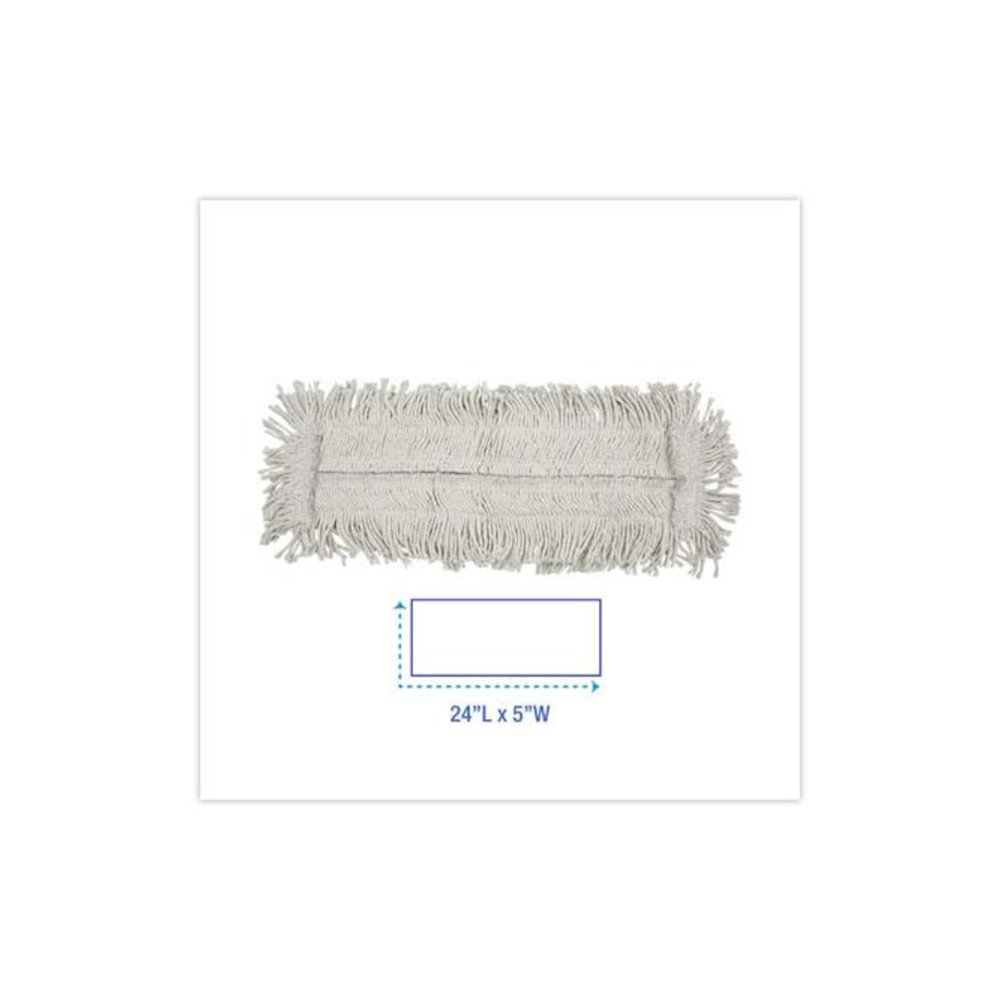 Disposable Cut End Dust Mop Head, Cotton/Synthetic, 24 x 5, White. Picture 2