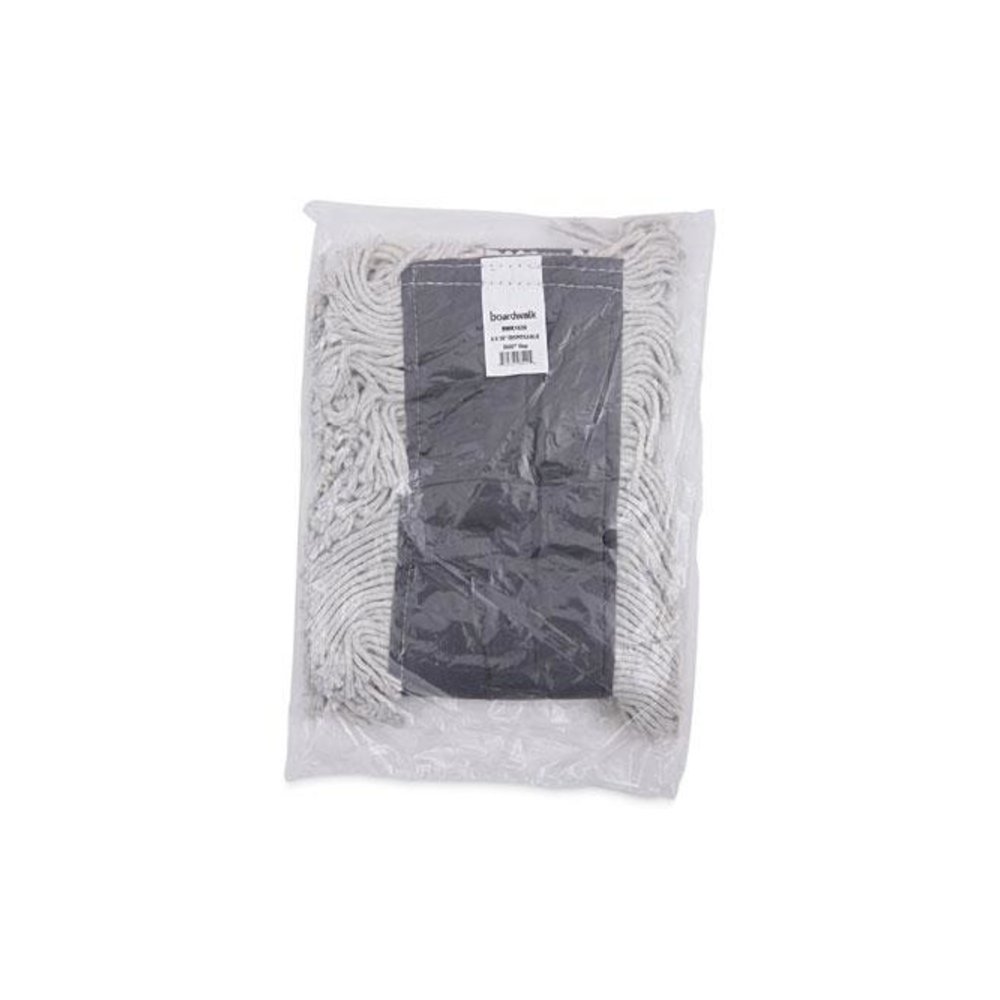Disposable Dust Mop Head w/Sewn Center Fringe, Cotton/Synthetic, 36 x 5, White. Picture 6