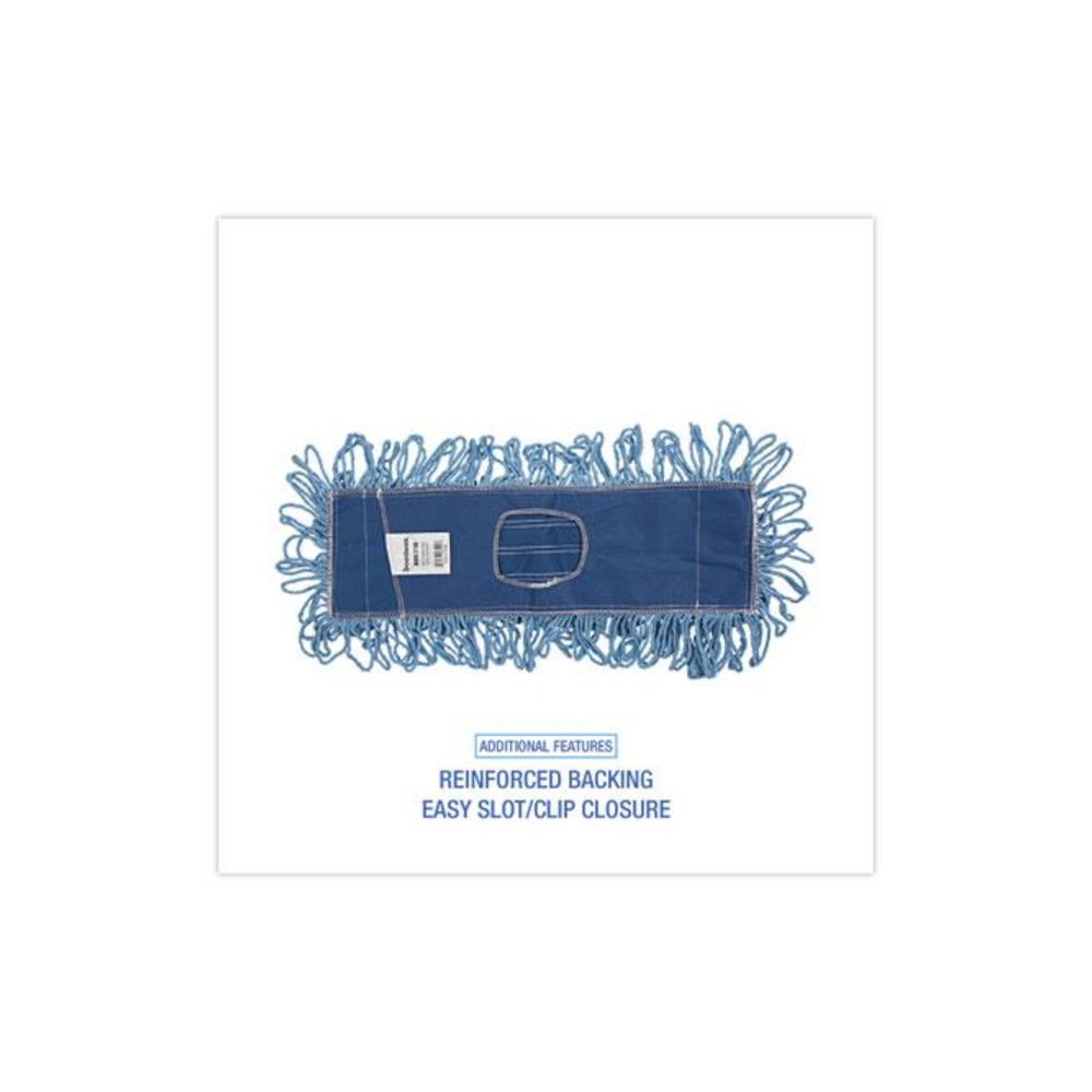 Dust Mop Head, Looped-End, Cotton/Synthetic Fibers, 18 x 5, Blue. Picture 3