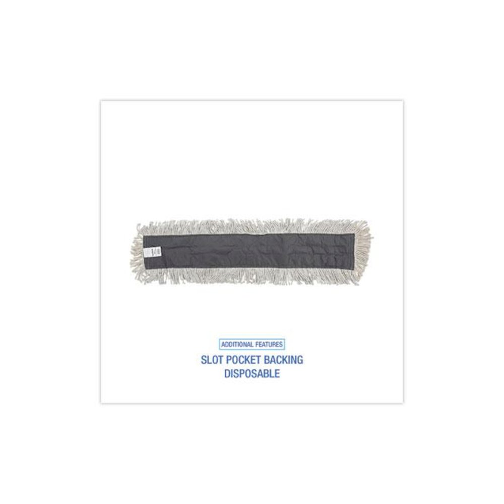 Disposable Dust Mop Head w/Sewn Center Fringe, Cotton/Synthetic, 36 x 5, White. Picture 3