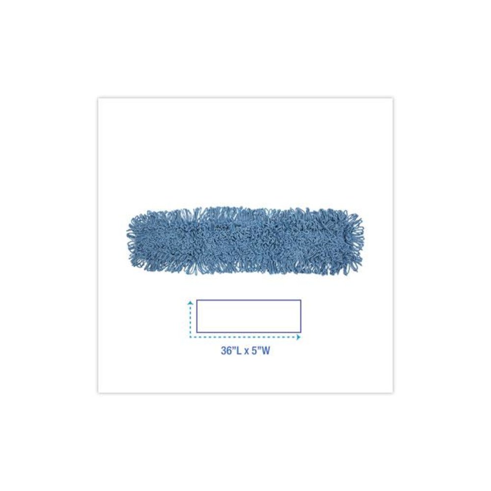 Dust Mop Head, Cotton/Synthetic Blend, 36 x 5, Looped-End, Blue. Picture 2