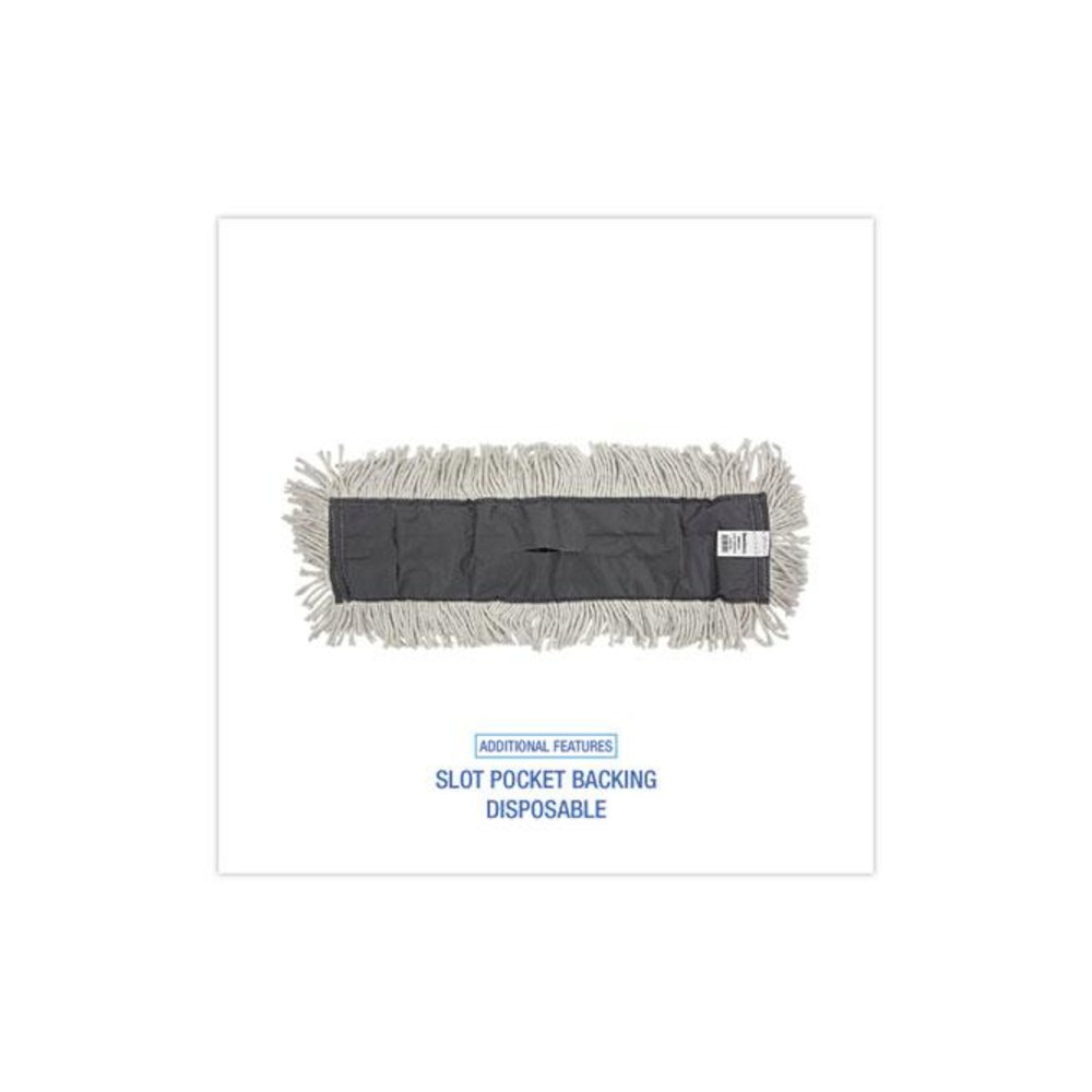 Disposable Cut End Dust Mop Head, Cotton/Synthetic, 24 x 5, White. Picture 3