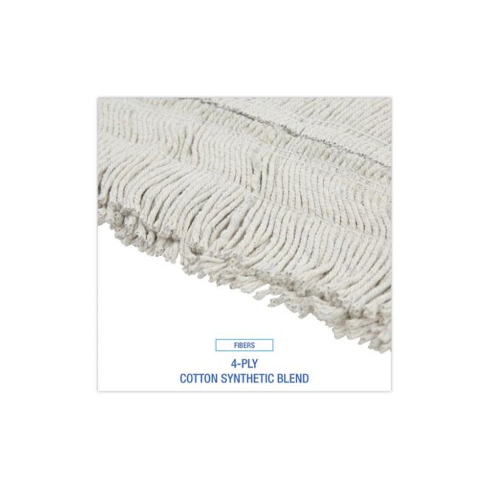 Disposable Dust Mop Head w/Sewn Center Fringe, Cotton/Synthetic, 36 x 5, White. Picture 4