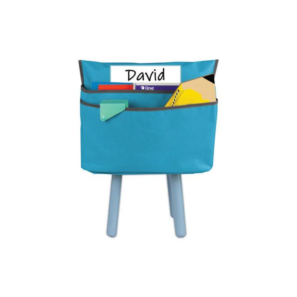 Chair Cubbies for Most Classroom Chair Styles, Medium, 16.37" x 13.5", Fabric/Vinyl, Seaside Blue. Picture 3