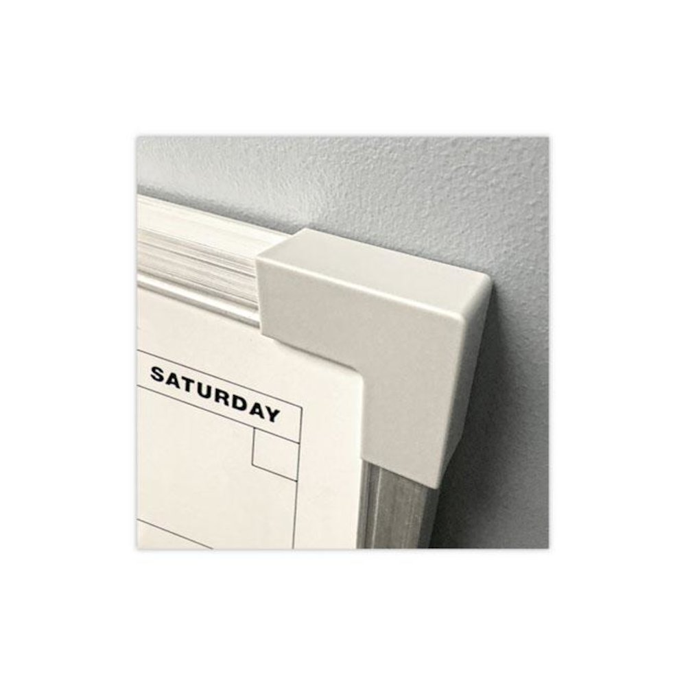 Framed Calendar Dry Erase Board, Monthly Planning/Scheduling, 24" x 18", White Surface, Satin Aluminum Frame. Picture 2