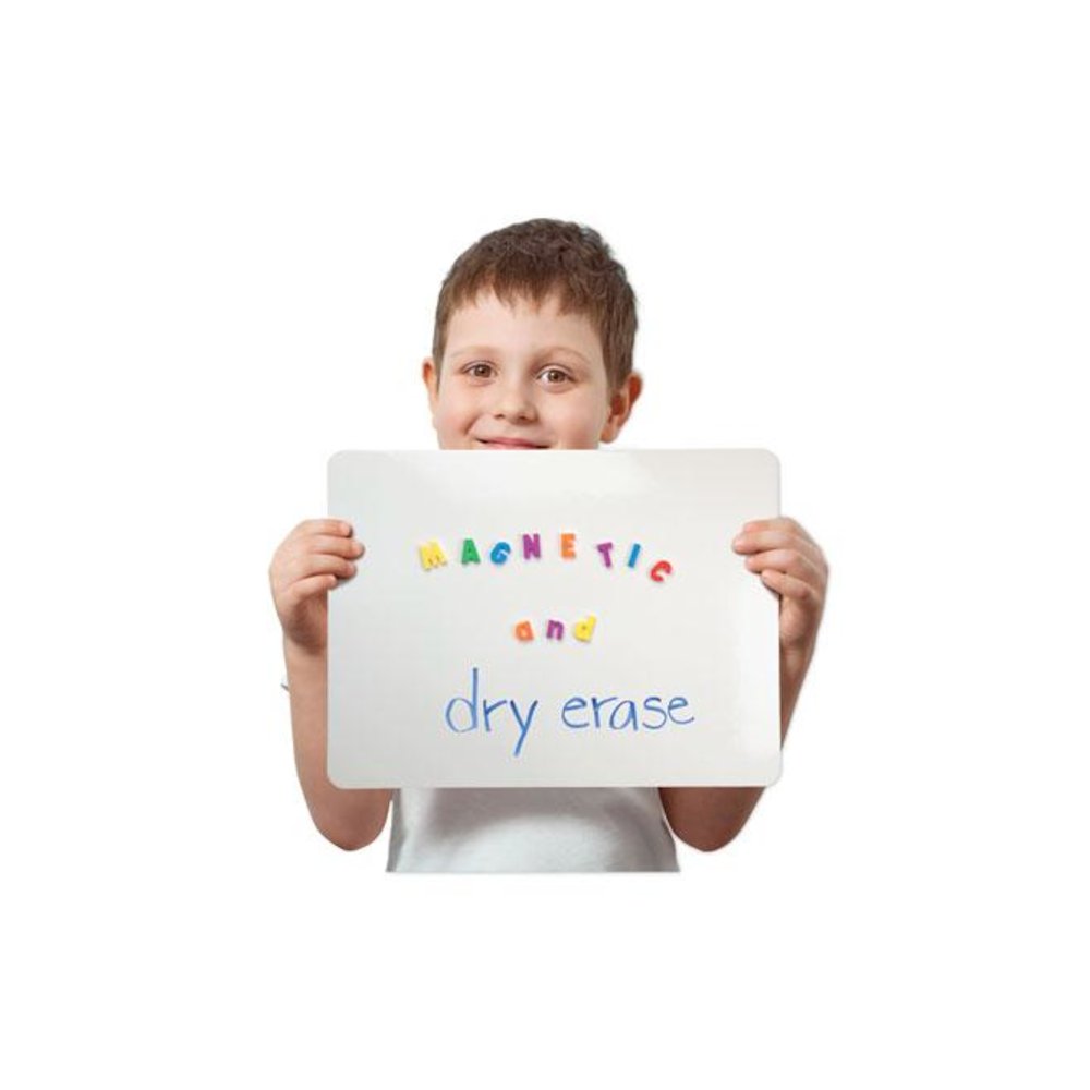 Magnetic Dry Erase Board Set with Black Markers, 12" x 9", White Surface, 12/Pack. Picture 3