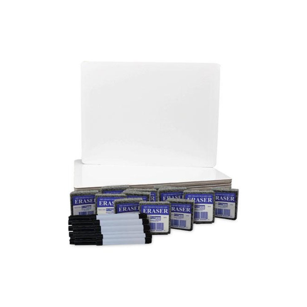 Magnetic Dry Erase Board Set with Black Markers, 12" x 9", White Surface, 12/Pack. Picture 2