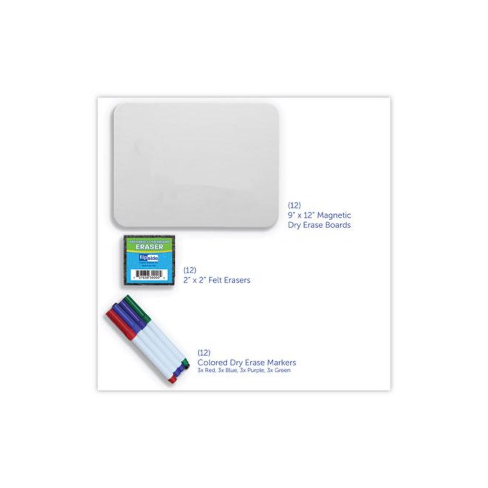 Dry Erase Board Set, 12" x 9", White Surface, 12/Pack. Picture 6