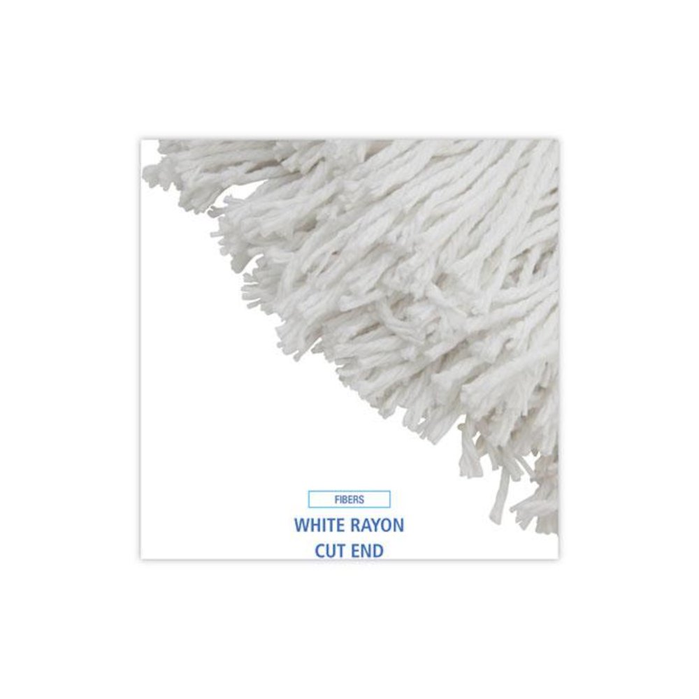 Premium Cut-End Wet Mop Heads, Rayon, 16 oz, White, 12/Carton. Picture 4