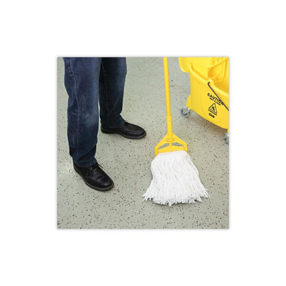 Premium Cut-End Wet Mop Heads, Rayon, 16 oz, White, 12/Carton. Picture 5