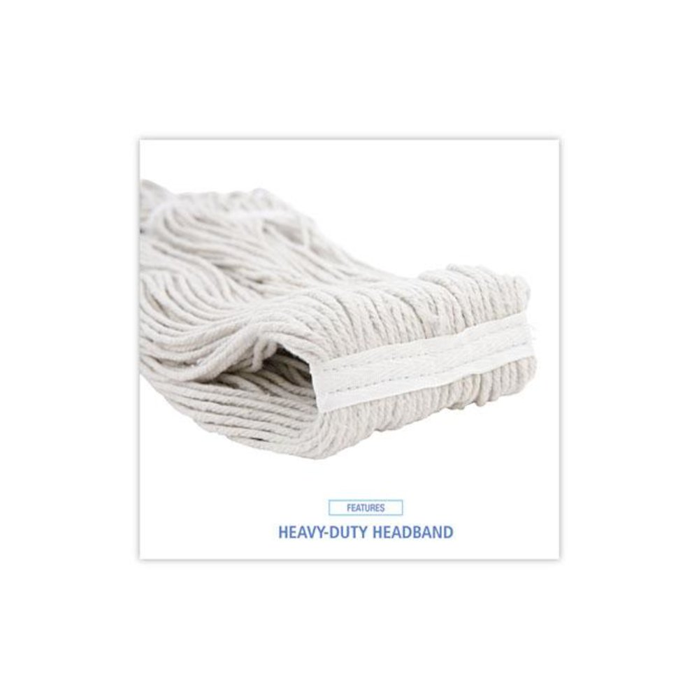 Premium Cut-End Wet Mop Heads, Rayon, 16 oz, White, 12/Carton. Picture 6