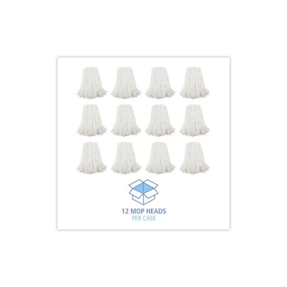 Premium Cut-End Wet Mop Heads, Rayon, 16 oz, White, 12/Carton. Picture 8