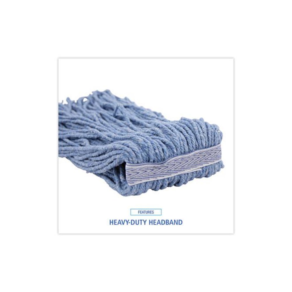 Mop Head, Standard Head, Cotton/Synthetic Fiber, Cut-End, #24, Blue, 12/Carton. Picture 6