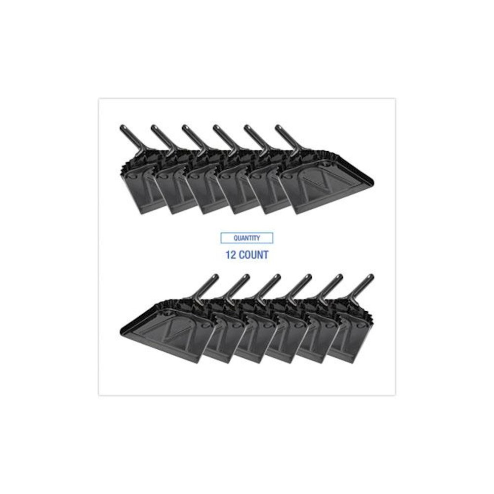 Metal Dust Pan, 12 x 14, 5" Handle, 20-Gauge Steel, Black, 12/Carton. Picture 5