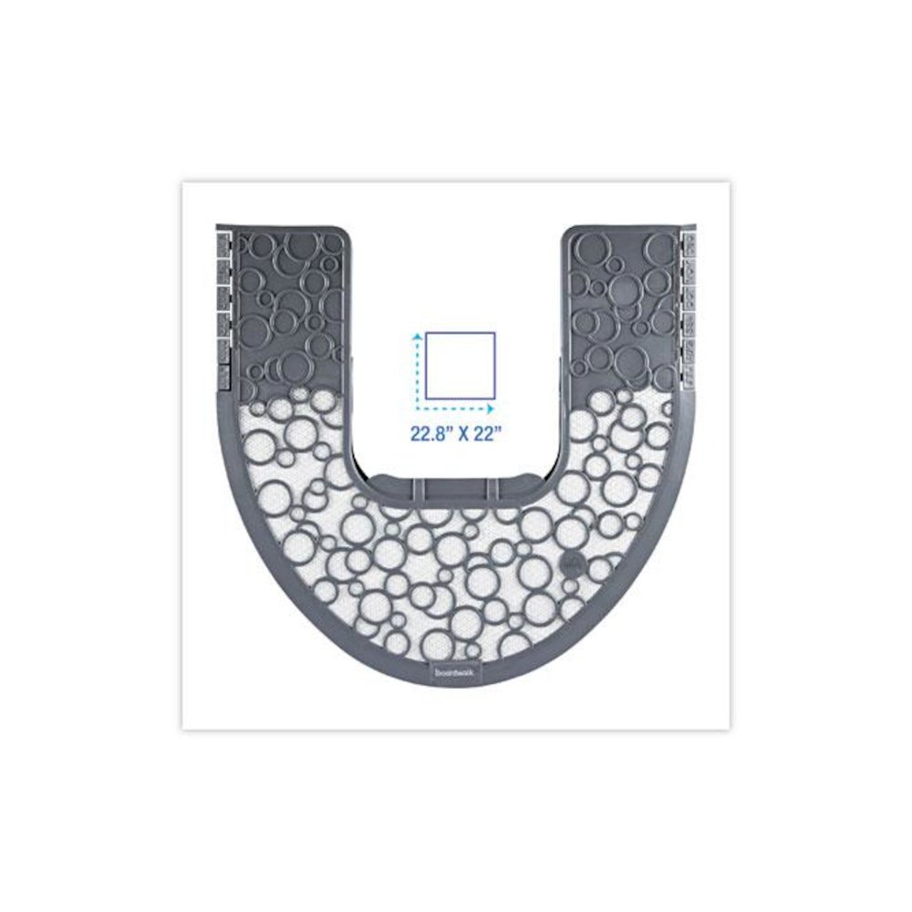 Commode Mat 2.0 Disposable Toilet Floor Mat, U-Shaped, Gray/White Non-Slip Surface, 22" x 22", 6/Carton. Picture 2