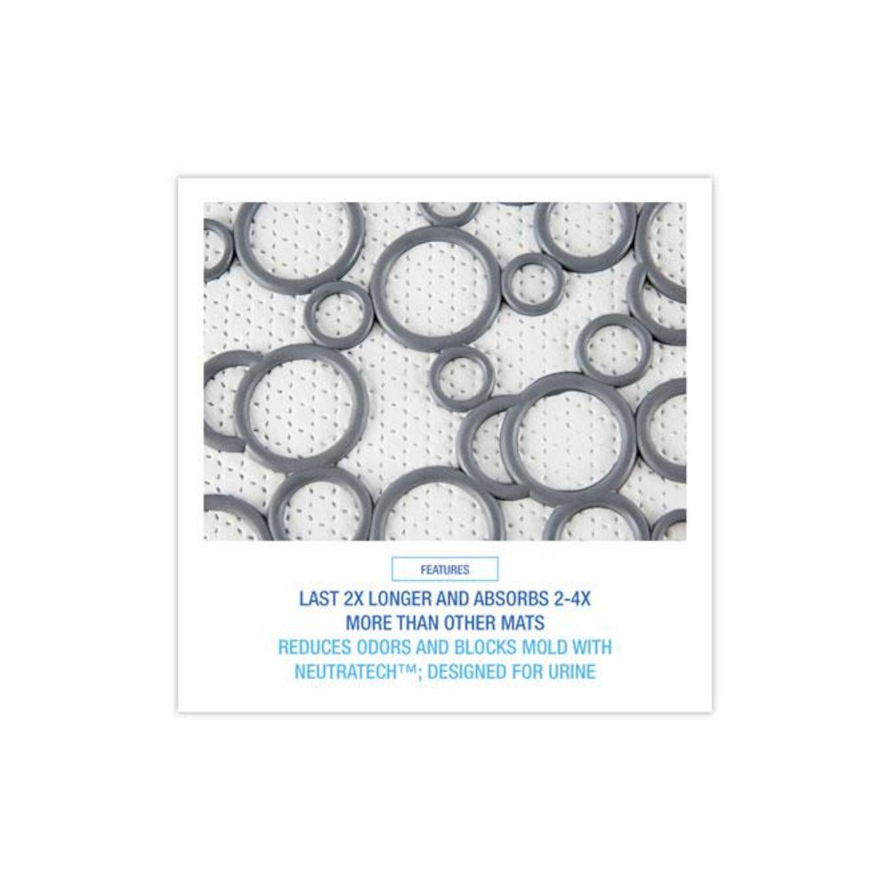 Commode Mat 2.0 Disposable Toilet Floor Mat, U-Shaped, Gray/White Non-Slip Surface, 22" x 22", 6/Carton. Picture 3