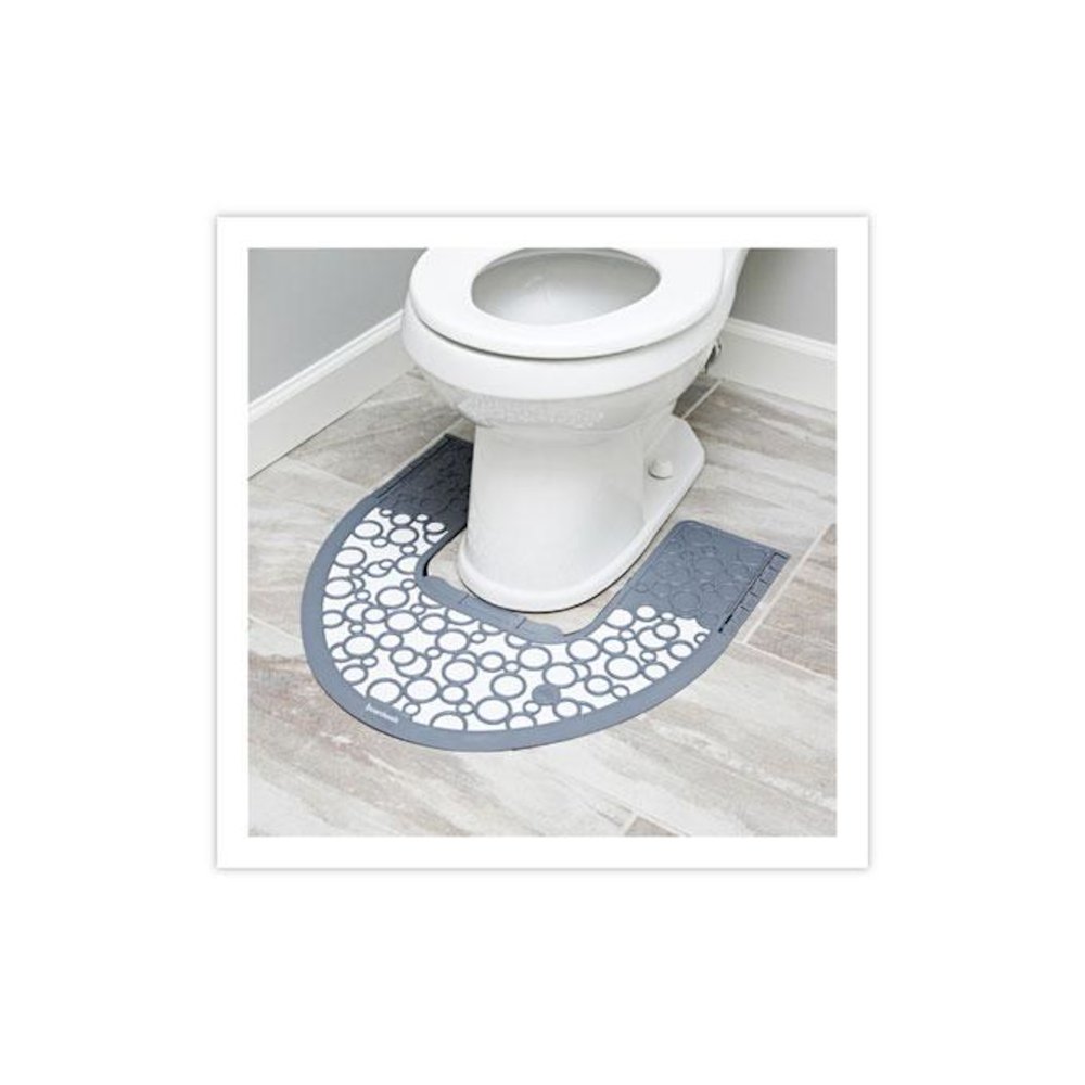 Commode Mat 2.0 Disposable Toilet Floor Mat, U-Shaped, Gray/White Non-Slip Surface, 22" x 22", 6/Carton. Picture 5