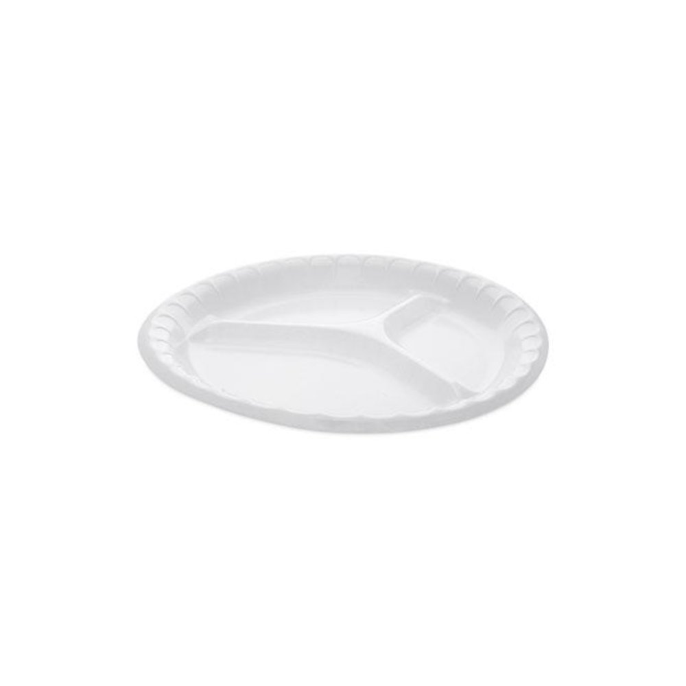 Placesetter Deluxe Laminated Foam Dinnerware, 3-Compartment Plate, 10.25" dia, White, 540/Carton. Picture 1