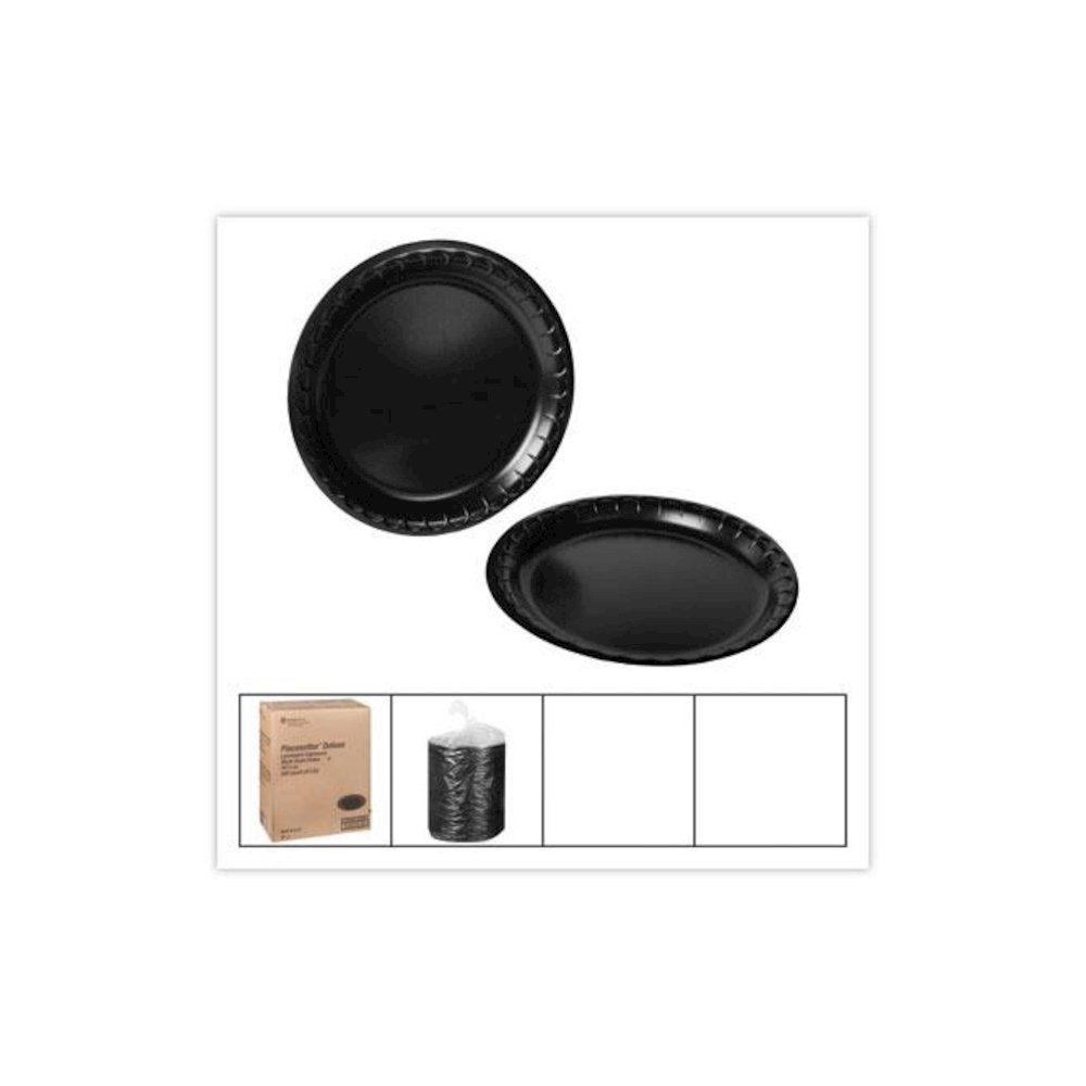 Placesetter Deluxe Laminated Foam Dinnerware, Plate, 10.25" dia, Black, 540/Carton. Picture 4