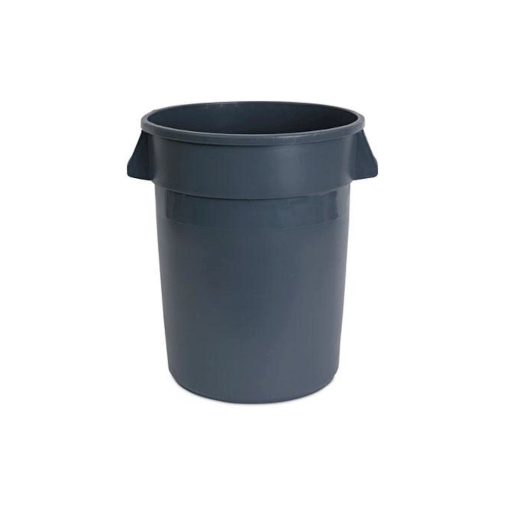 Round Waste Receptacle, 32 gal, Linear-Low-Density Polyethylene, Gray. Picture 1