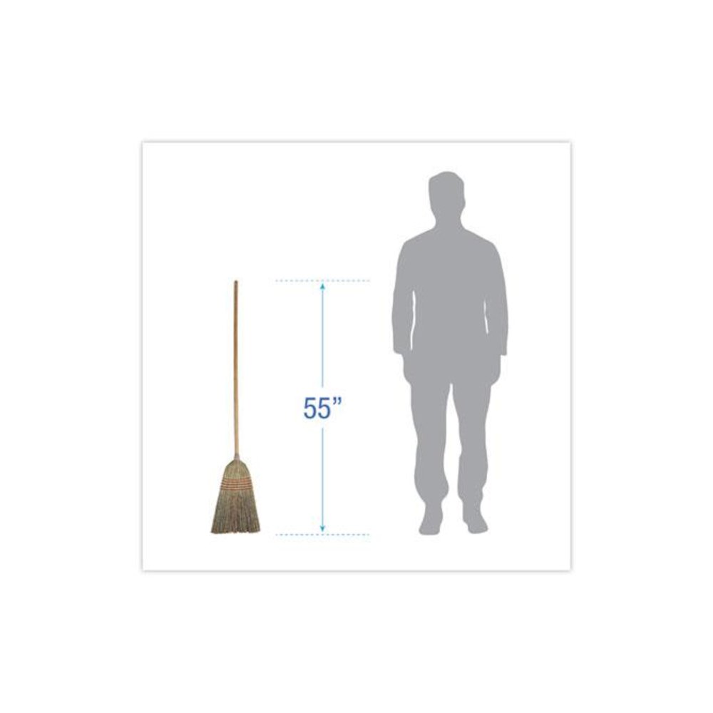 Parlor Broom, Corn Fiber Bristles, 55" Overall Length, Natural, 12/Carton. Picture 2
