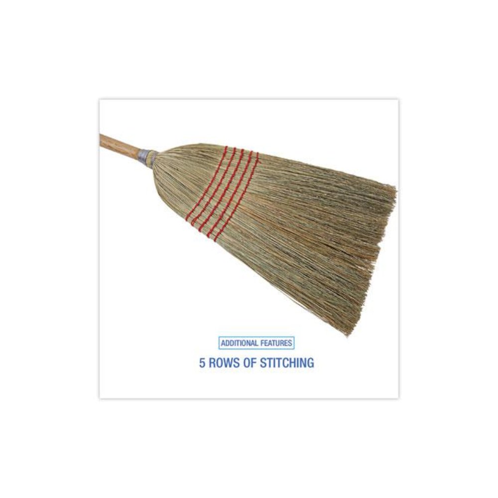 Parlor Broom, Corn Fiber Bristles, 55" Overall Length, Natural, 12/Carton. Picture 3