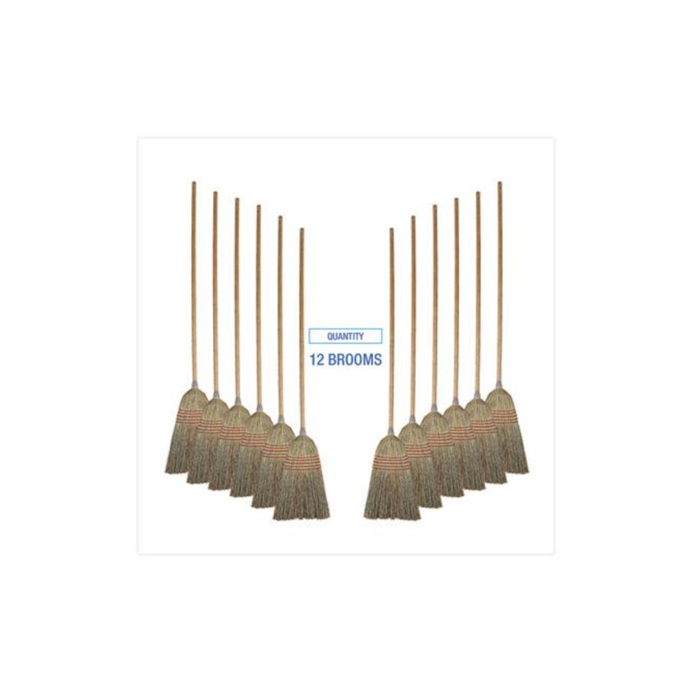 Parlor Broom, Corn Fiber Bristles, 55" Overall Length, Natural, 12/Carton. Picture 6
