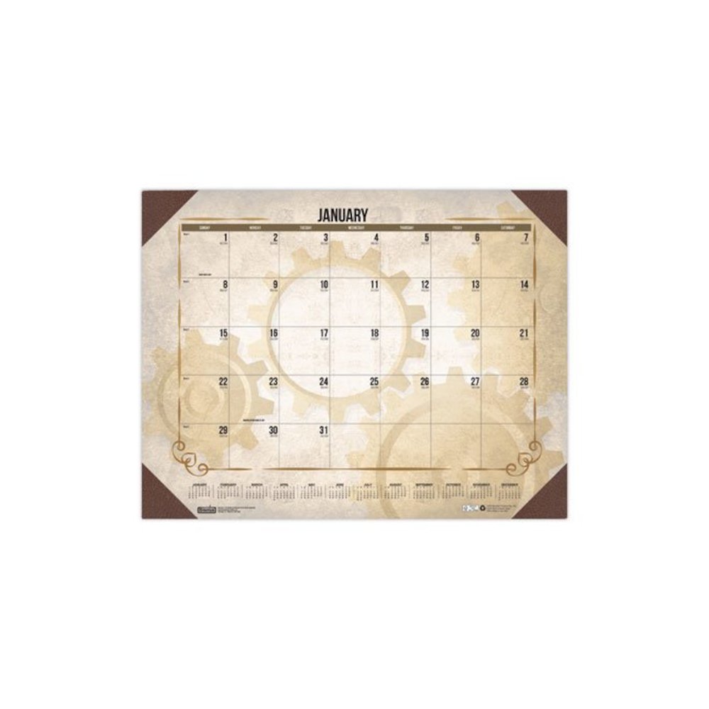 Recycled Vintage Desk Pad Calendar, Vintage Artwork, 22 x 17, Sepia Sheets, Brown Corners, 12-Month (Jan-Dec): 2026. Picture 3