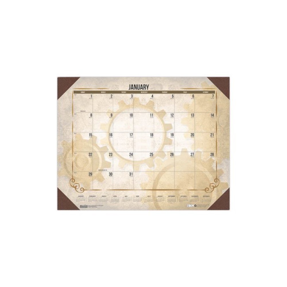 Recycled Vintage Desk Pad Calendar, Vintage Artwork, 22 x 17, Sepia Sheets, Brown Corners, 12-Month (Jan-Dec): 2026. Picture 4