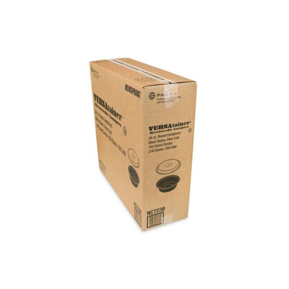 Newspring VERSAtainer Microwavable Containers, 24 oz, 7" Diameter, Black/Clear, Plastic, 150/Carton. Picture 2