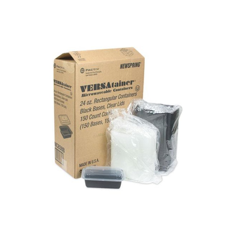 Newspring VERSAtainer Microwavable Containers, 24 oz, 7.4 x 5 x 2.5, Black/Clear, Plastic, 150/Carton. Picture 4