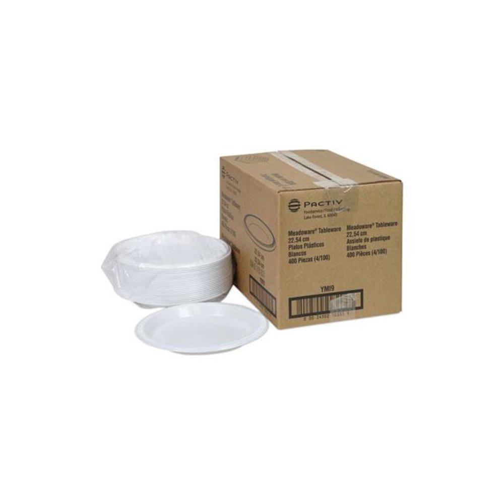 Meadoware Impact Plastic Dinnerware, Plate, 8.88" dia, White, 400/Carton. Picture 4