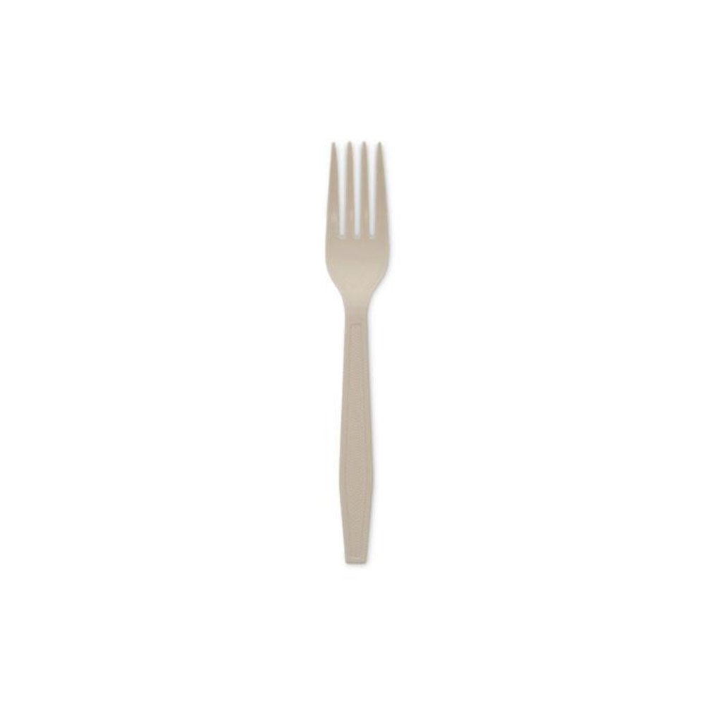EarthChoice PSM Cutlery, Heavyweight Fork, Plastic, Tan, 1,000/Carton. Picture 1
