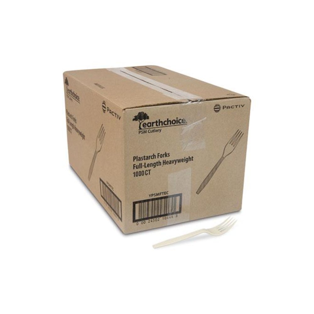 EarthChoice PSM Cutlery, Heavyweight Fork, Plastic, Tan, 1,000/Carton. Picture 4
