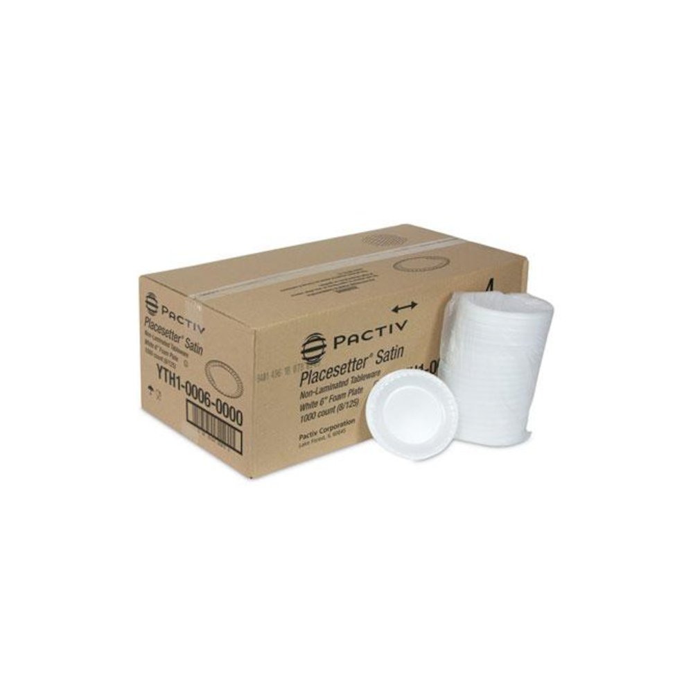 Placesetter Satin Non-Laminated Foam Dinnerware, Plate, 6" dia, White, 1,000/Carton. Picture 4
