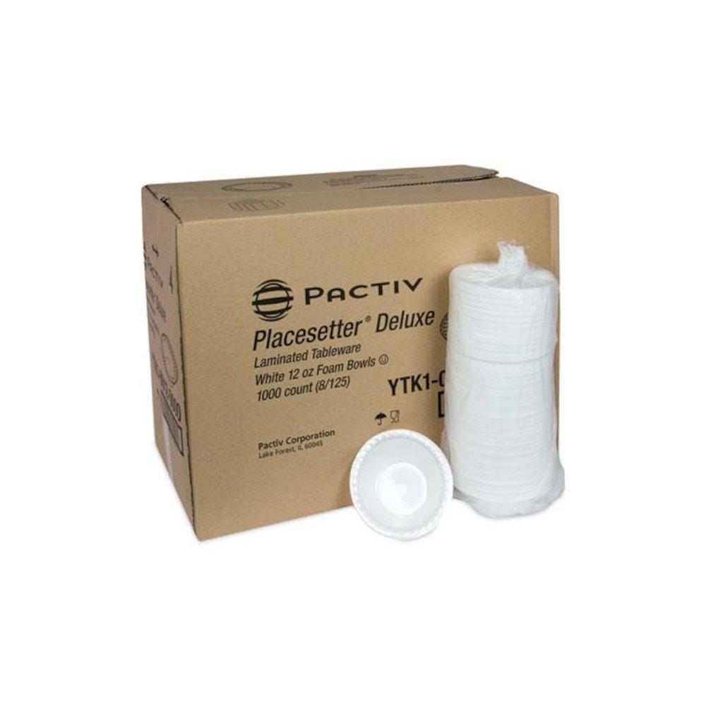 Placesetter Deluxe Laminated Foam Dinnerware, Bowl, 12 oz, White, 1,000/Carton. Picture 4