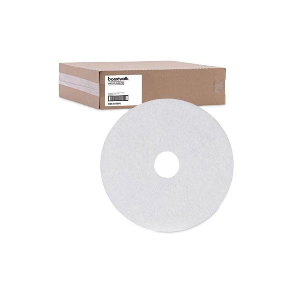 Polishing Floor Pads, 17" Diameter, White, 5/Carton. Picture 5