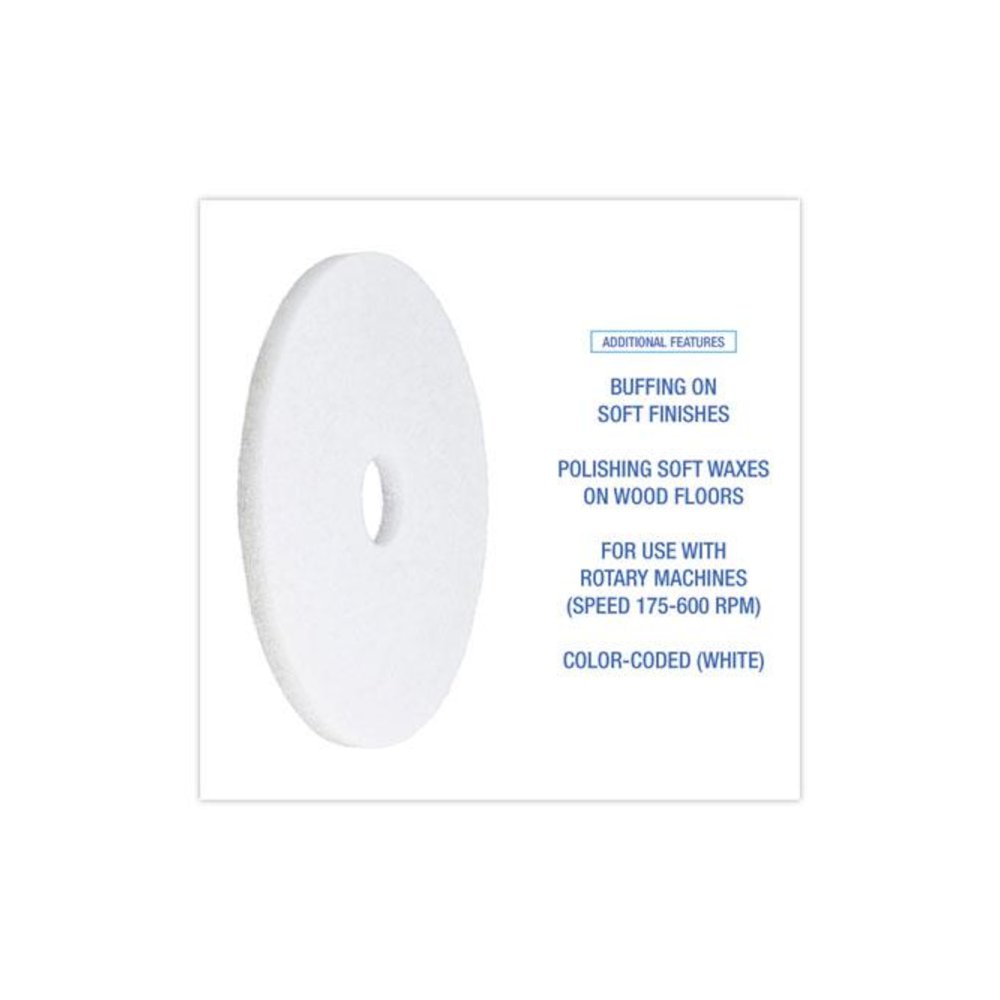 Polishing Floor Pads, 17" Diameter, White, 5/Carton. Picture 4