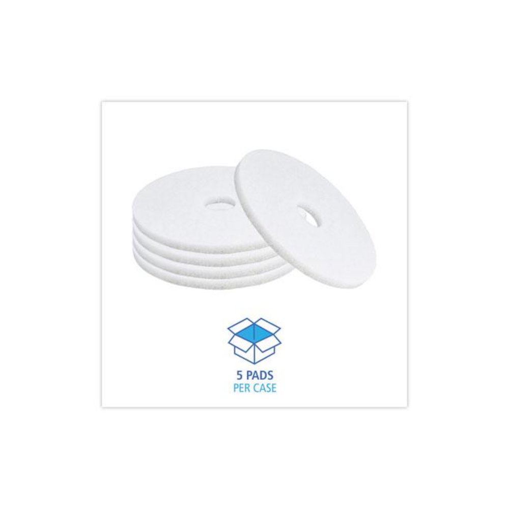 Polishing Floor Pads, 17" Diameter, White, 5/Carton. Picture 3