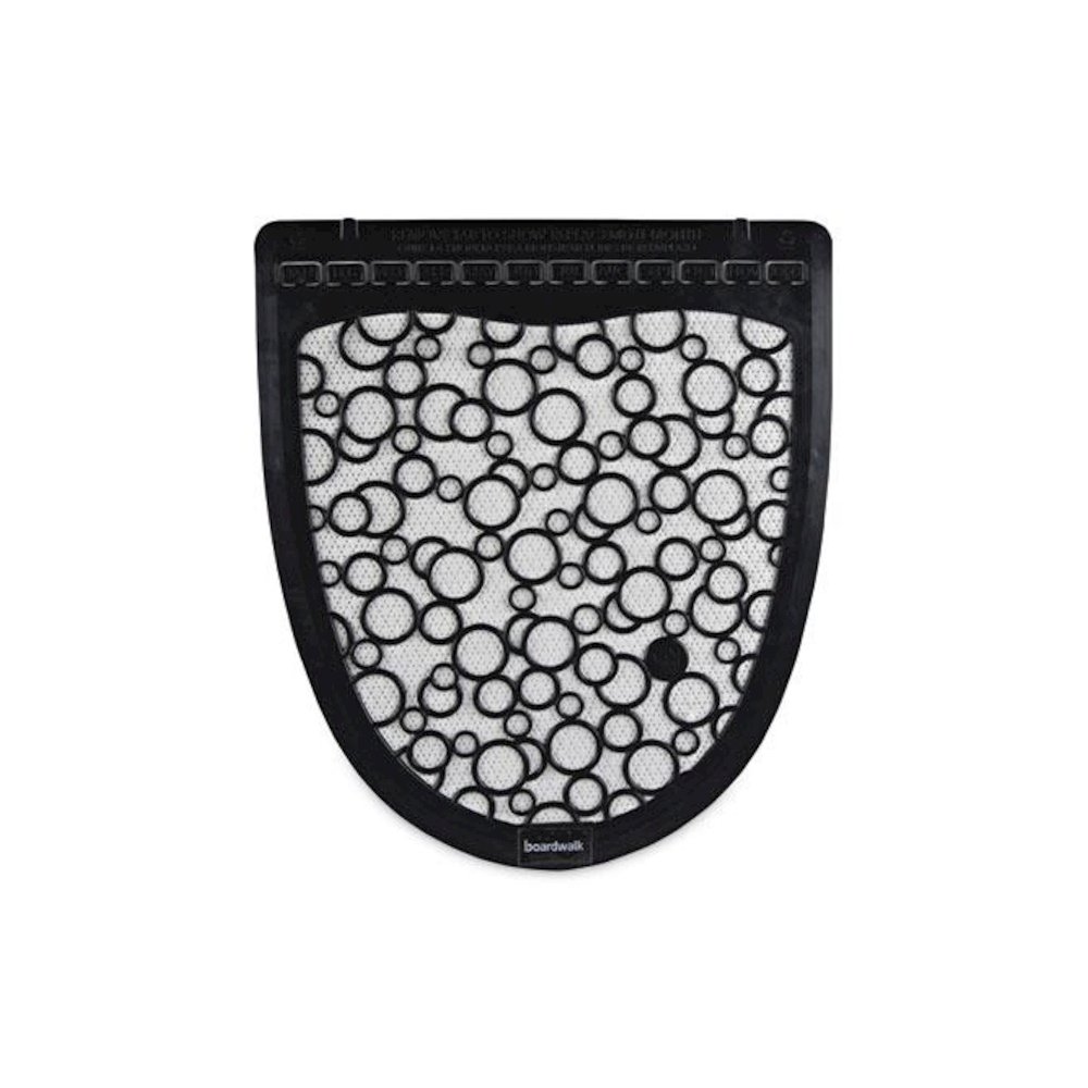 Disposable Urinal Floor Mat 2.0, Shield-Shaped, Black/White Slip-Resistant Surface, 17.5" x 20", 6/Carton. Picture 1