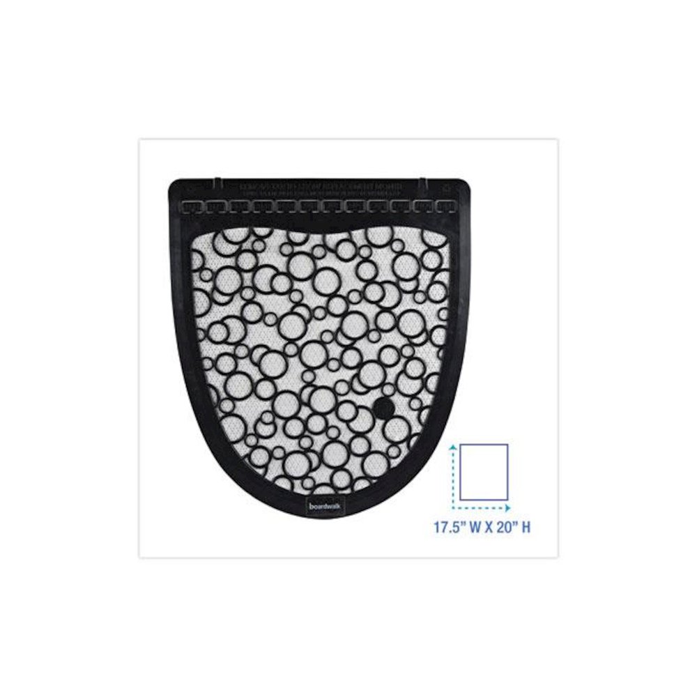 Disposable Urinal Floor Mat 2.0, Shield-Shaped, Black/White Slip-Resistant Surface, 17.5" x 20", 6/Carton. Picture 2