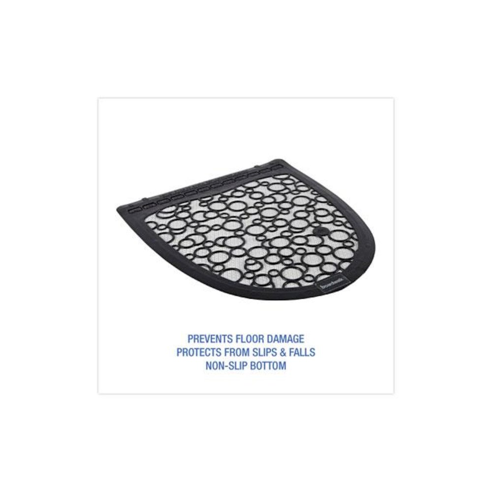 Disposable Urinal Floor Mat 2.0, Shield-Shaped, Black/White Slip-Resistant Surface, 17.5" x 20", 6/Carton. Picture 8